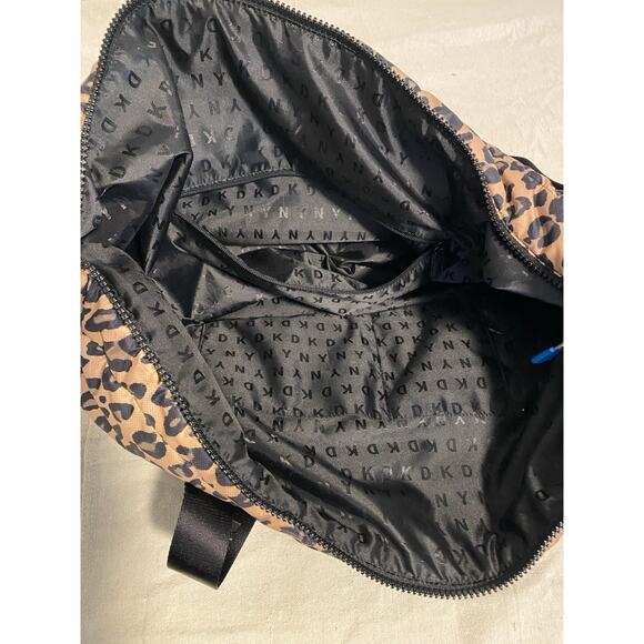DKNY Leopard Print Quilted Weekend Duffel Bag Large Mob Wife Travel Carry on Bag - Picture 8 of 12